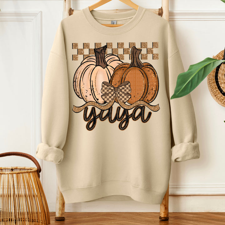 Fall Checkered Glitter Pumpkin Collection DTF Print