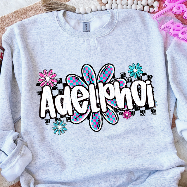 Checker Flower Mascots DTF Print