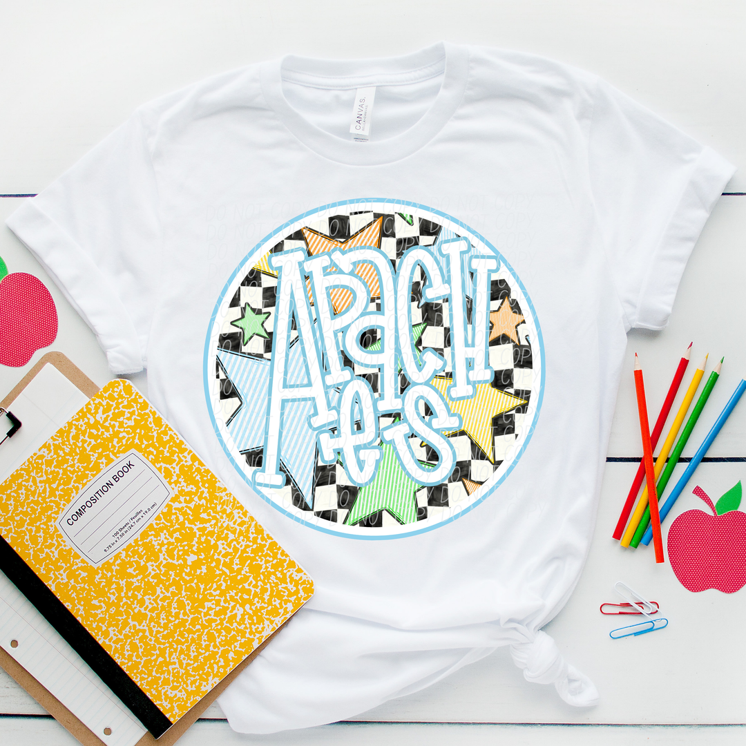 Blue Seersucker Mascots DTF Print