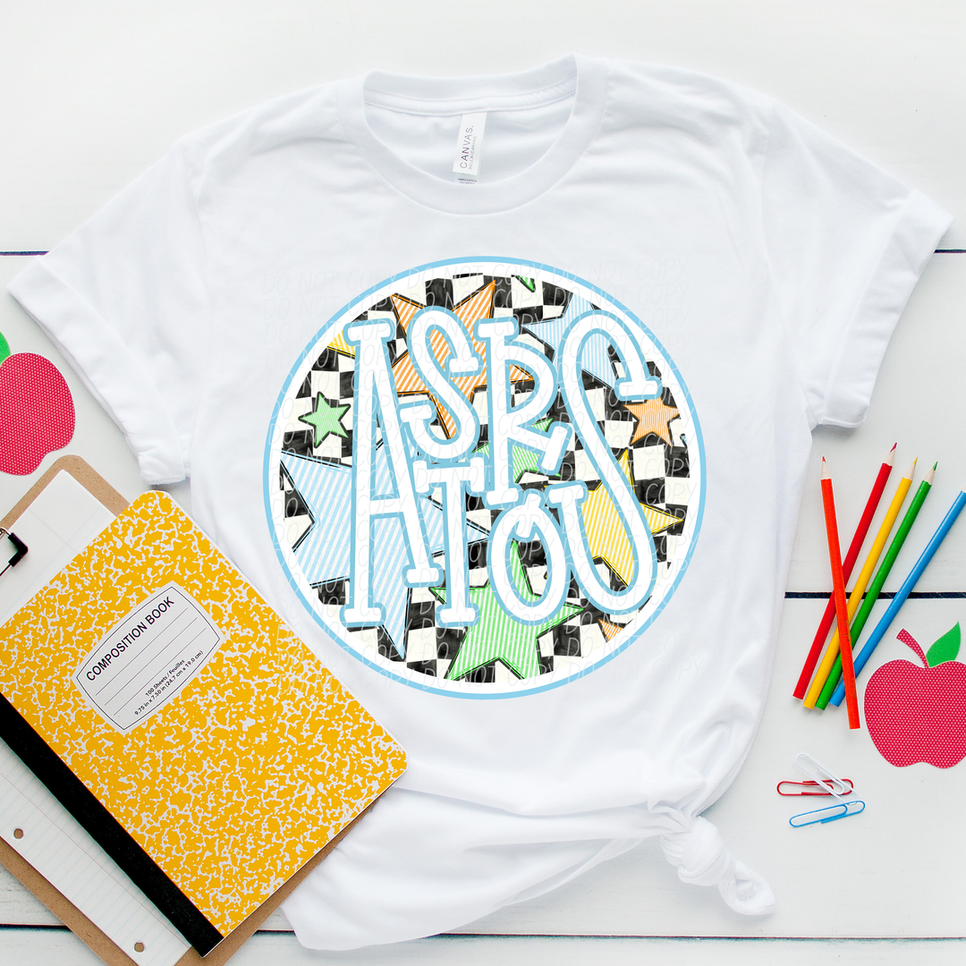 Blue Seersucker Mascots DTF Print