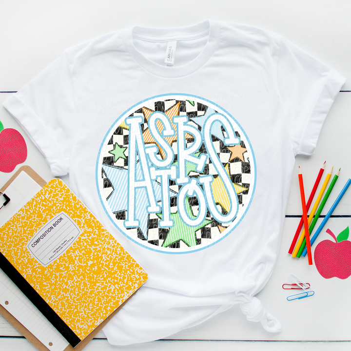 Blue Seersucker Mascots DTF Print