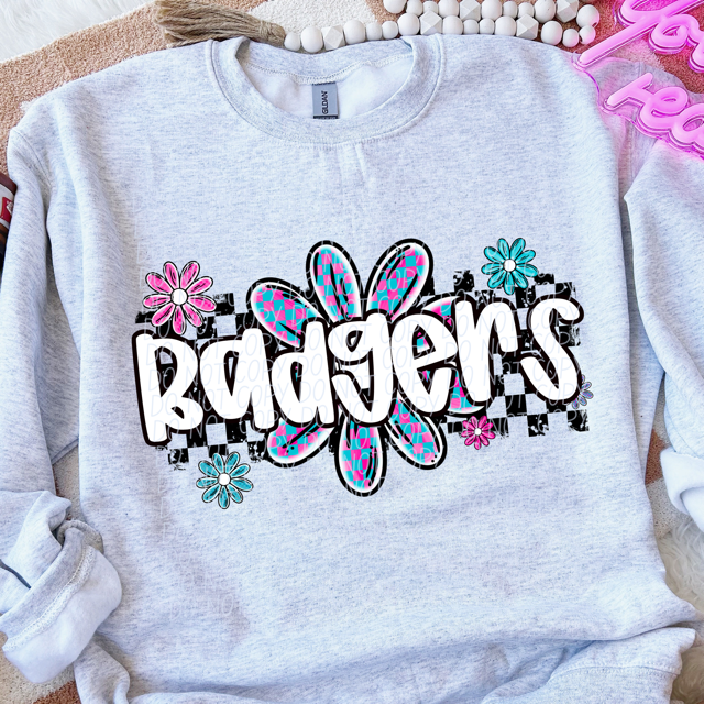 Checker Flower Mascots DTF Print