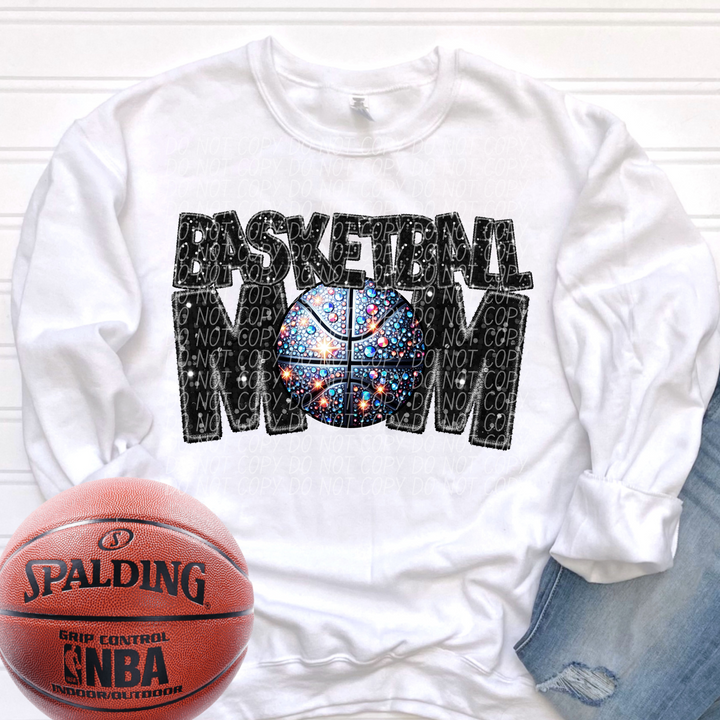 Basketball Mom Faux Glitter DTF Print