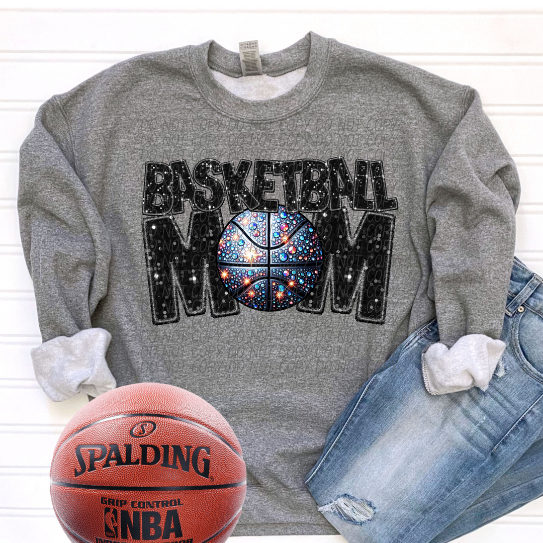 Basketball Mom Faux Glitter DTF Print