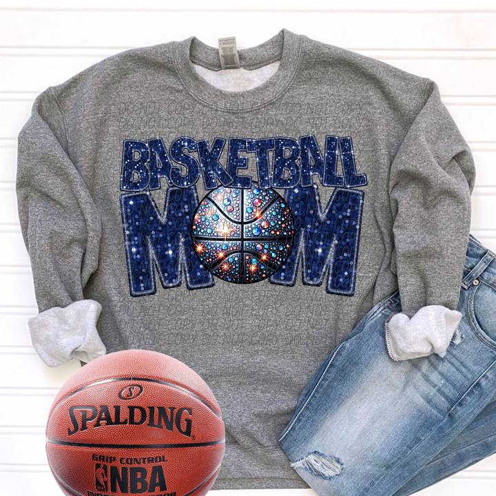 Basketball Mom Faux Glitter DTF Print