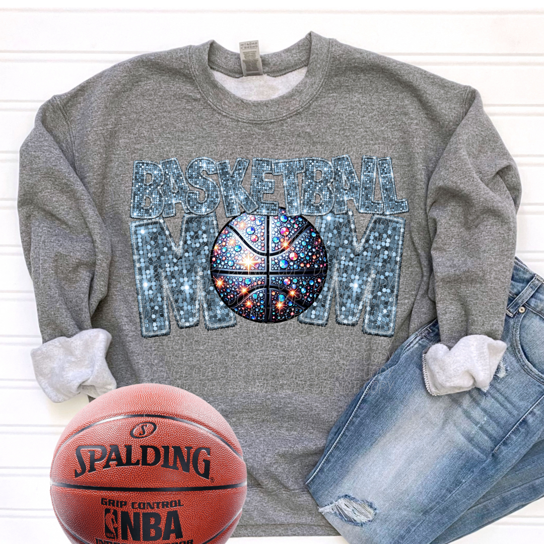 Basketball Mom Faux Glitter DTF Print