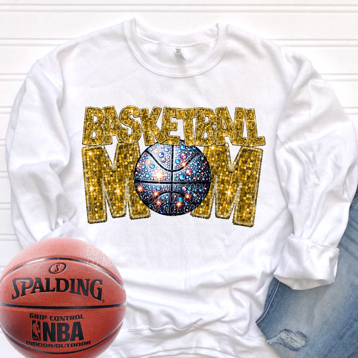 Basketball Mom Faux Glitter DTF Print