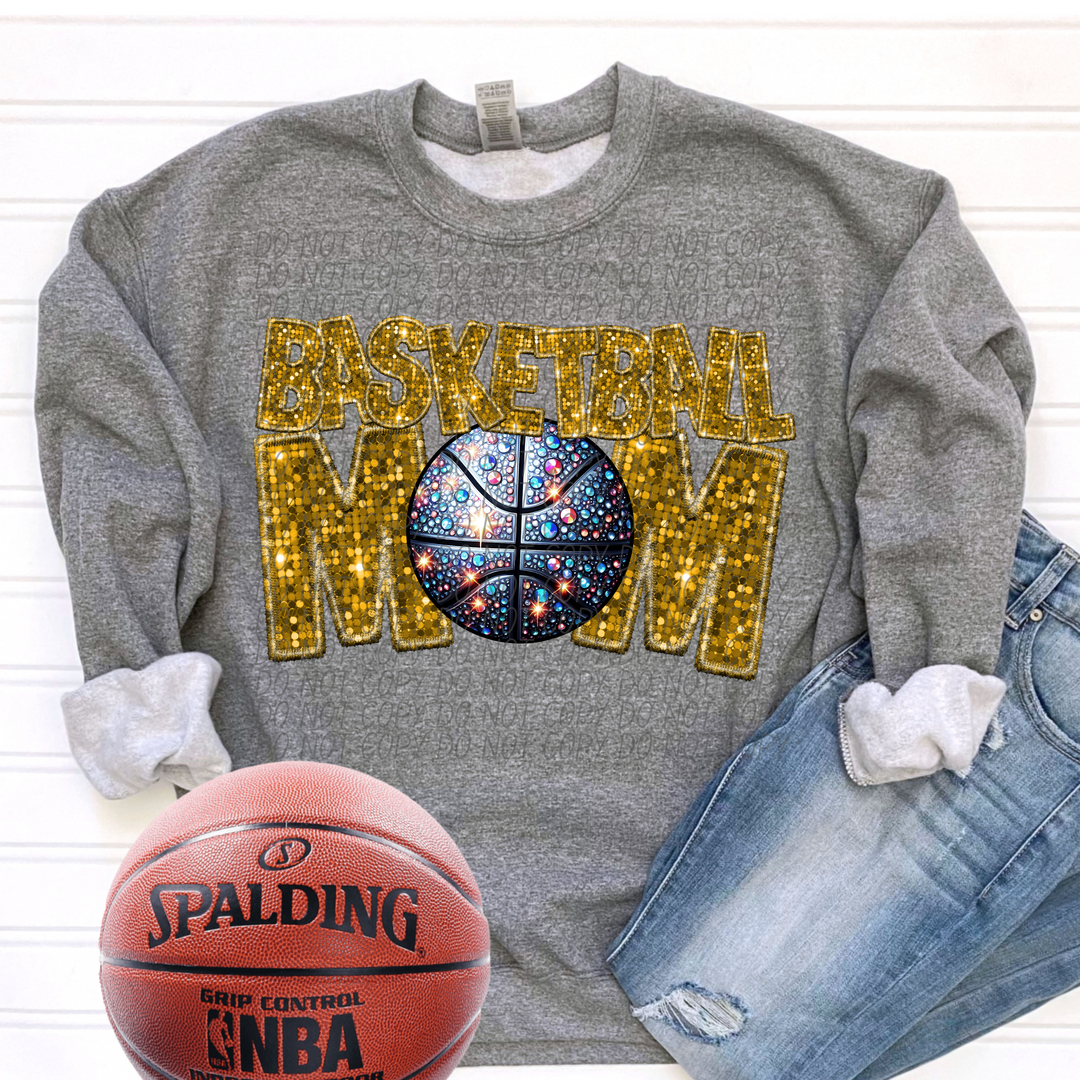 Basketball Mom Faux Glitter DTF Print