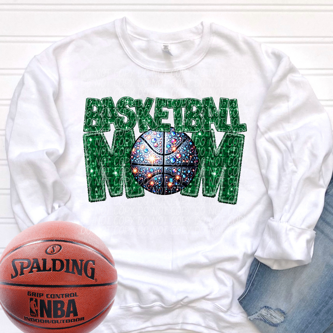 Basketball Mom Faux Glitter DTF Print