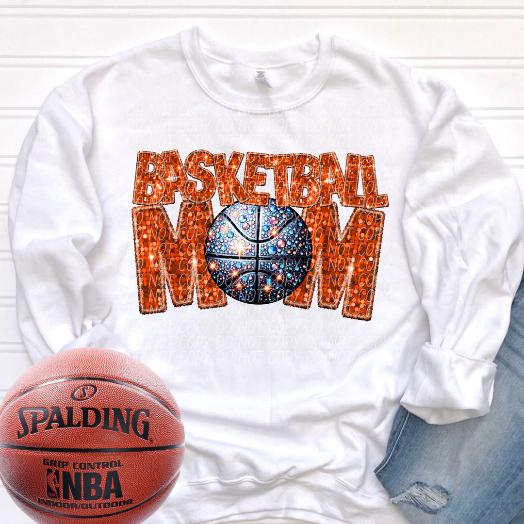 Basketball Mom Faux Glitter DTF Print