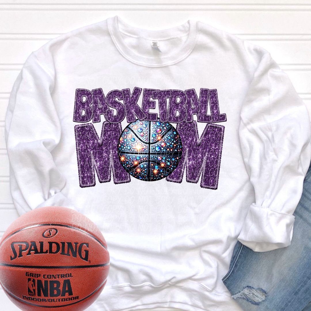 Basketball Mom Faux Glitter DTF Print