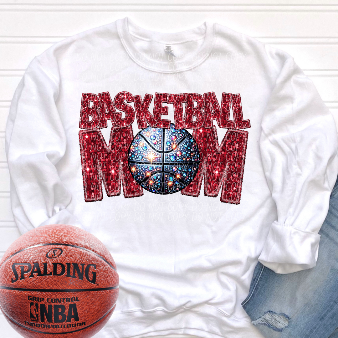 Basketball Mom Faux Glitter DTF Print