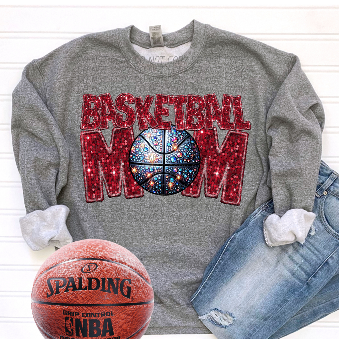 Basketball Mom Faux Glitter DTF Print