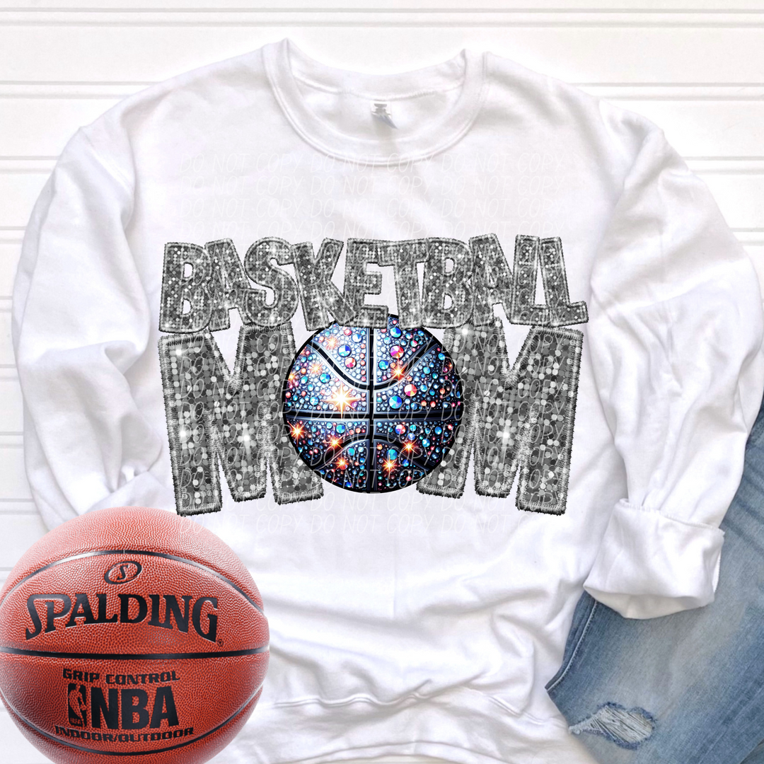 Basketball Mom Faux Glitter DTF Print