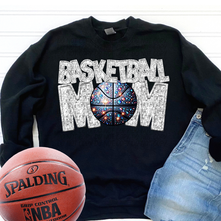 Basketball Mom Faux Glitter DTF Print