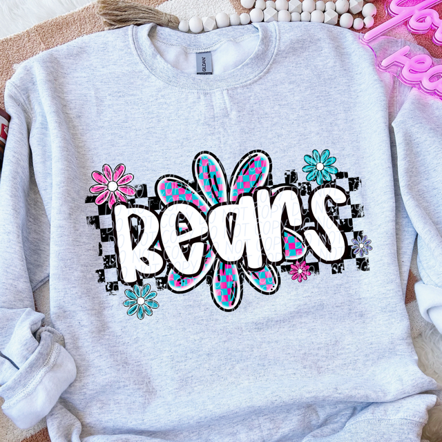 Checker Flower Mascots DTF Print