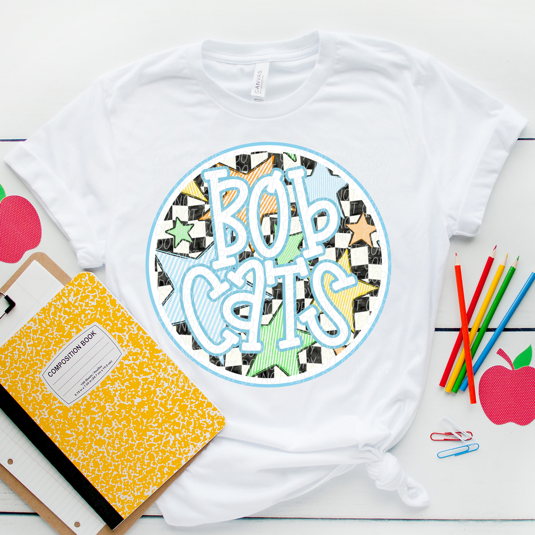 Blue Seersucker Mascots DTF Print