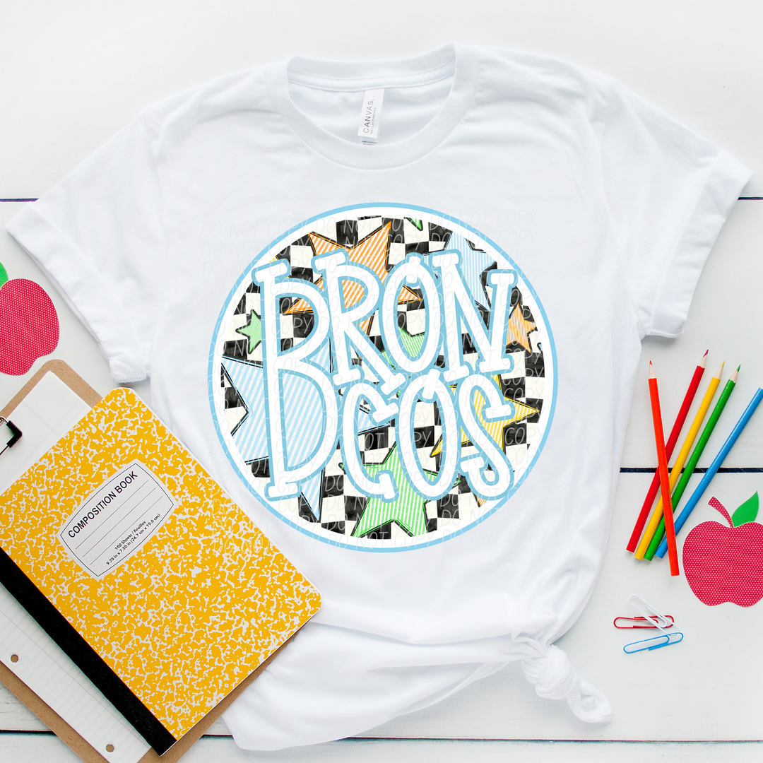 Blue Seersucker Mascots DTF Print