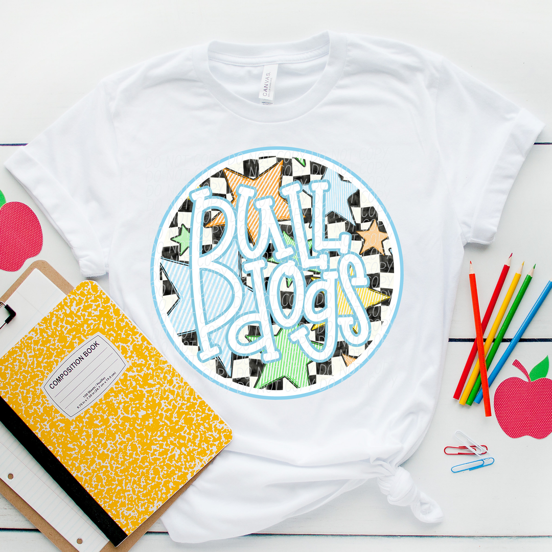 Blue Seersucker Mascots DTF Print