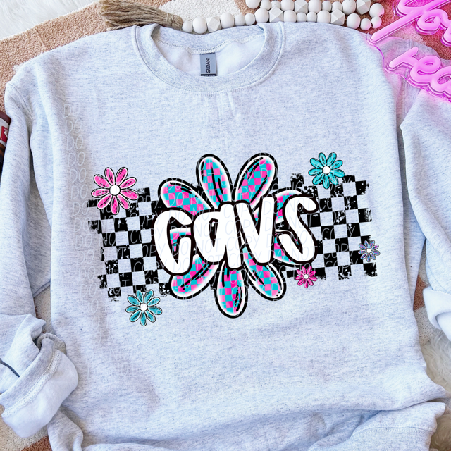 Checker Flower Mascots DTF Print