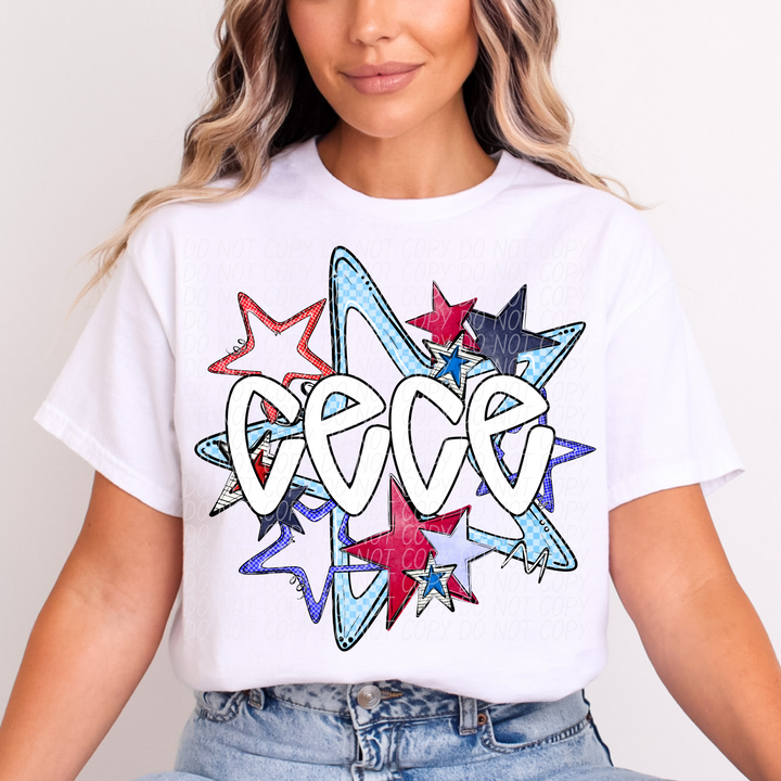 Fourth of July Star Names DTF Print