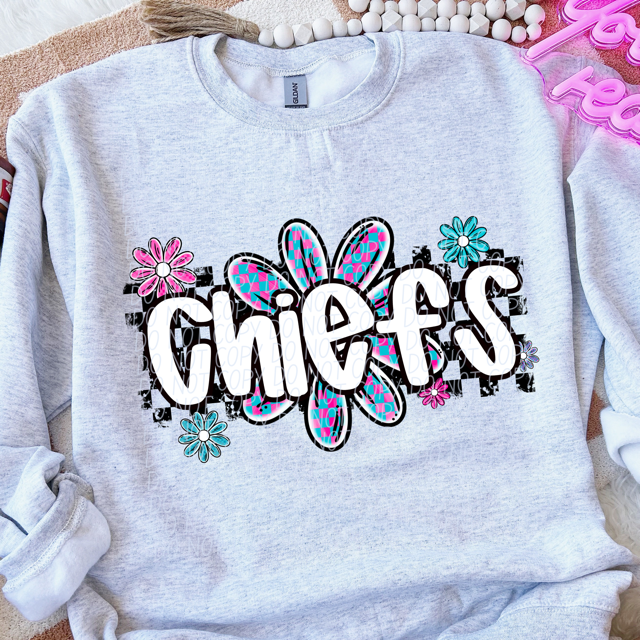 Checker Flower Mascots DTF Print