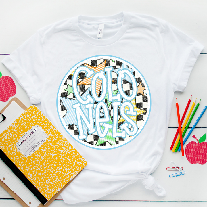 Blue Seersucker Mascots DTF Print