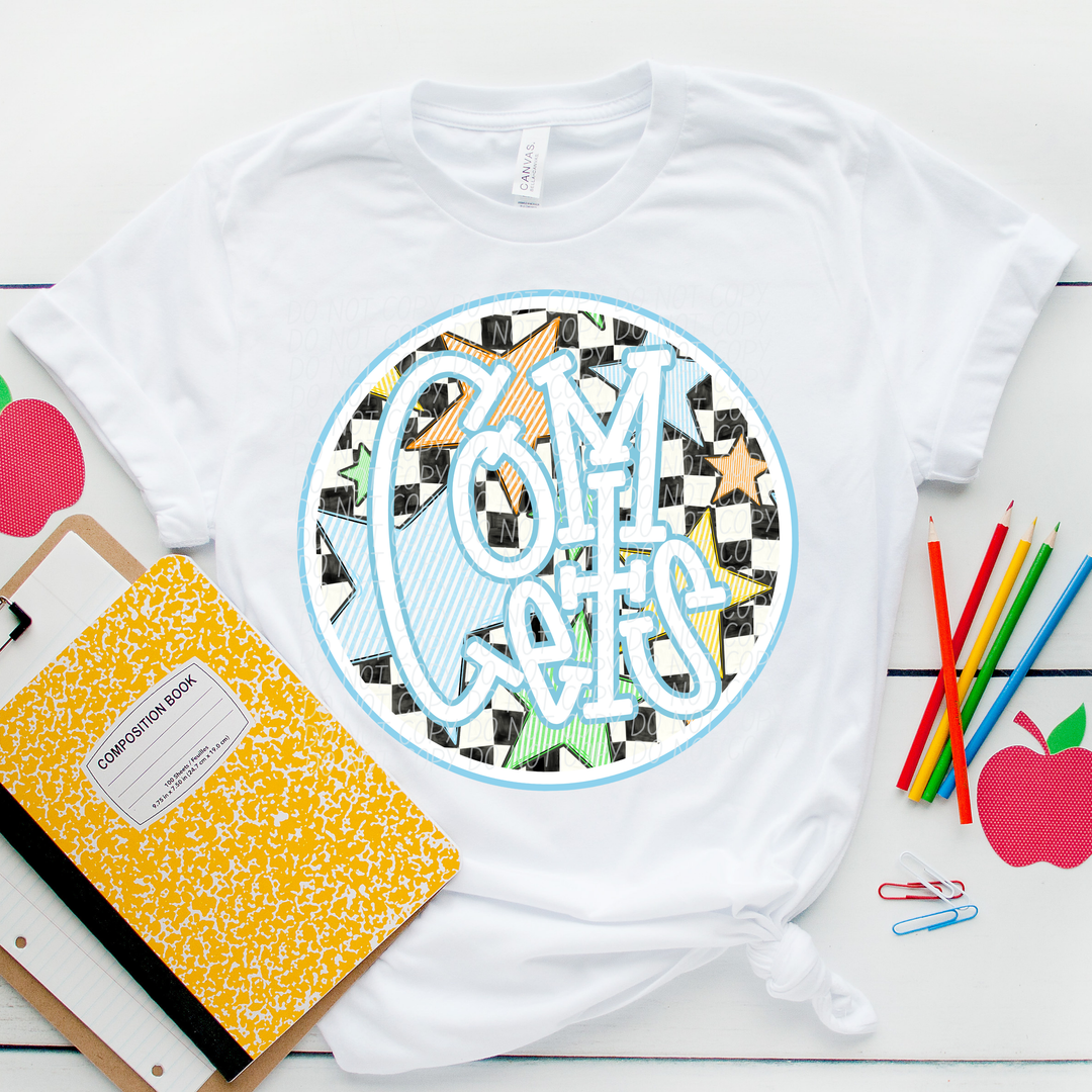 Blue Seersucker Mascots DTF Print