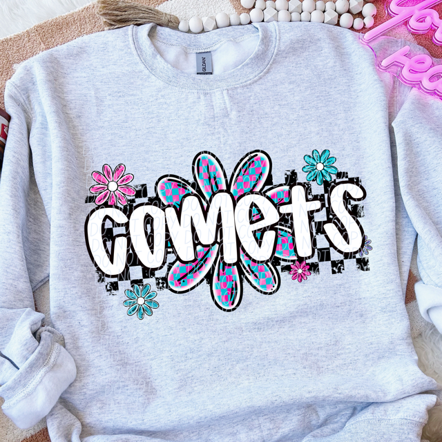 Checker Flower Mascots DTF Print