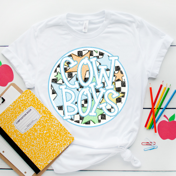 Blue Seersucker Mascots DTF Print