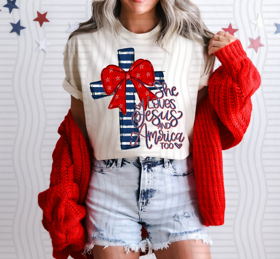 She Loves Jesus And America Too DTF Print