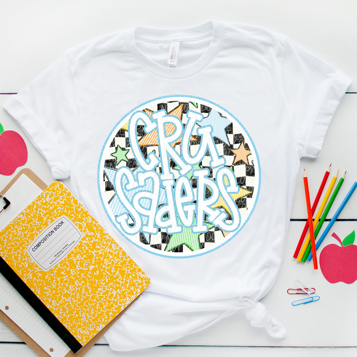 Blue Seersucker Mascots DTF Print