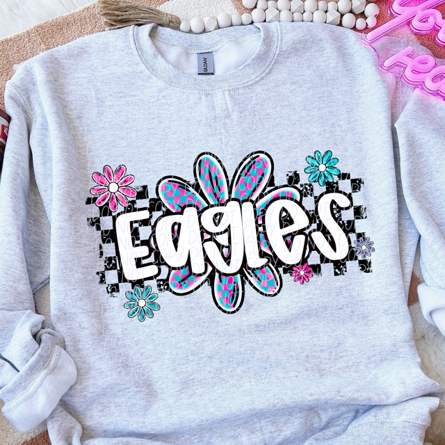 Checker Flower Mascots DTF Print