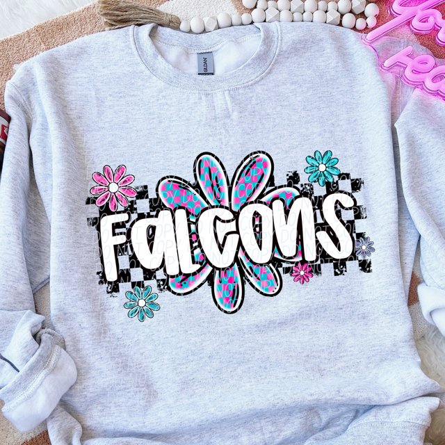 Checker Flower Mascots DTF Print