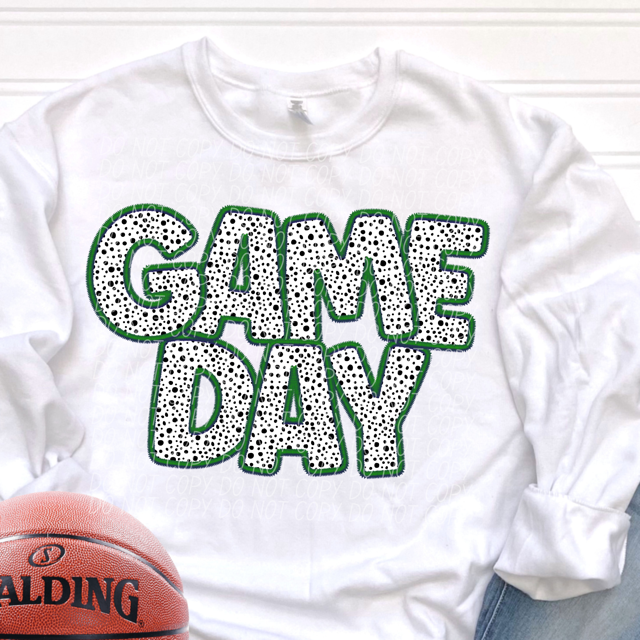 Game Day Dalmatian Colored Faux Embroidery DTF Print