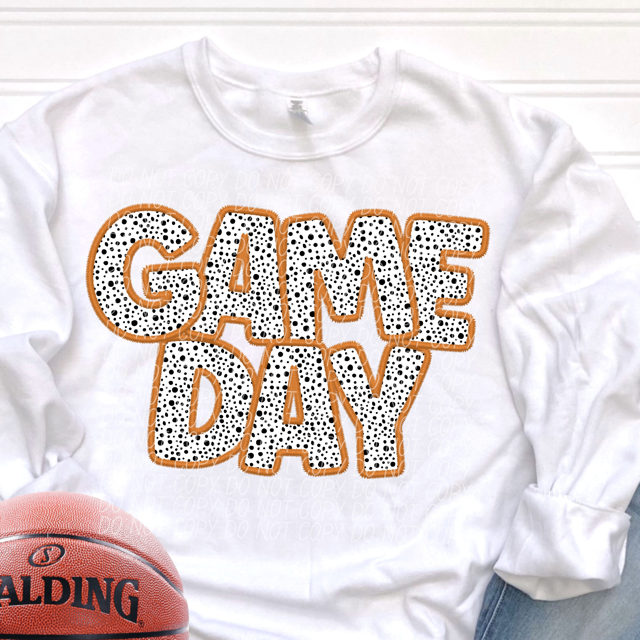 Game Day Dalmatian Colored Faux Embroidery DTF Print