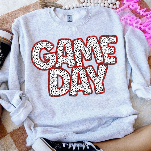 Game Day Dalmatian Colored Faux Embroidery DTF Print