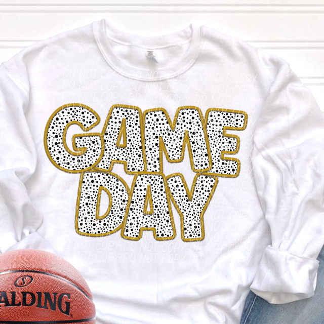 Game Day Dalmatian Colored Faux Embroidery DTF Print