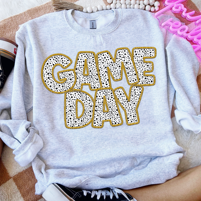 Game Day Dalmatian Colored Faux Embroidery DTF Print