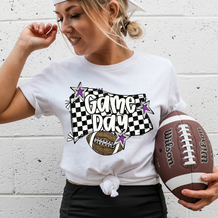 Football Game Day Checker Flag DTF Print