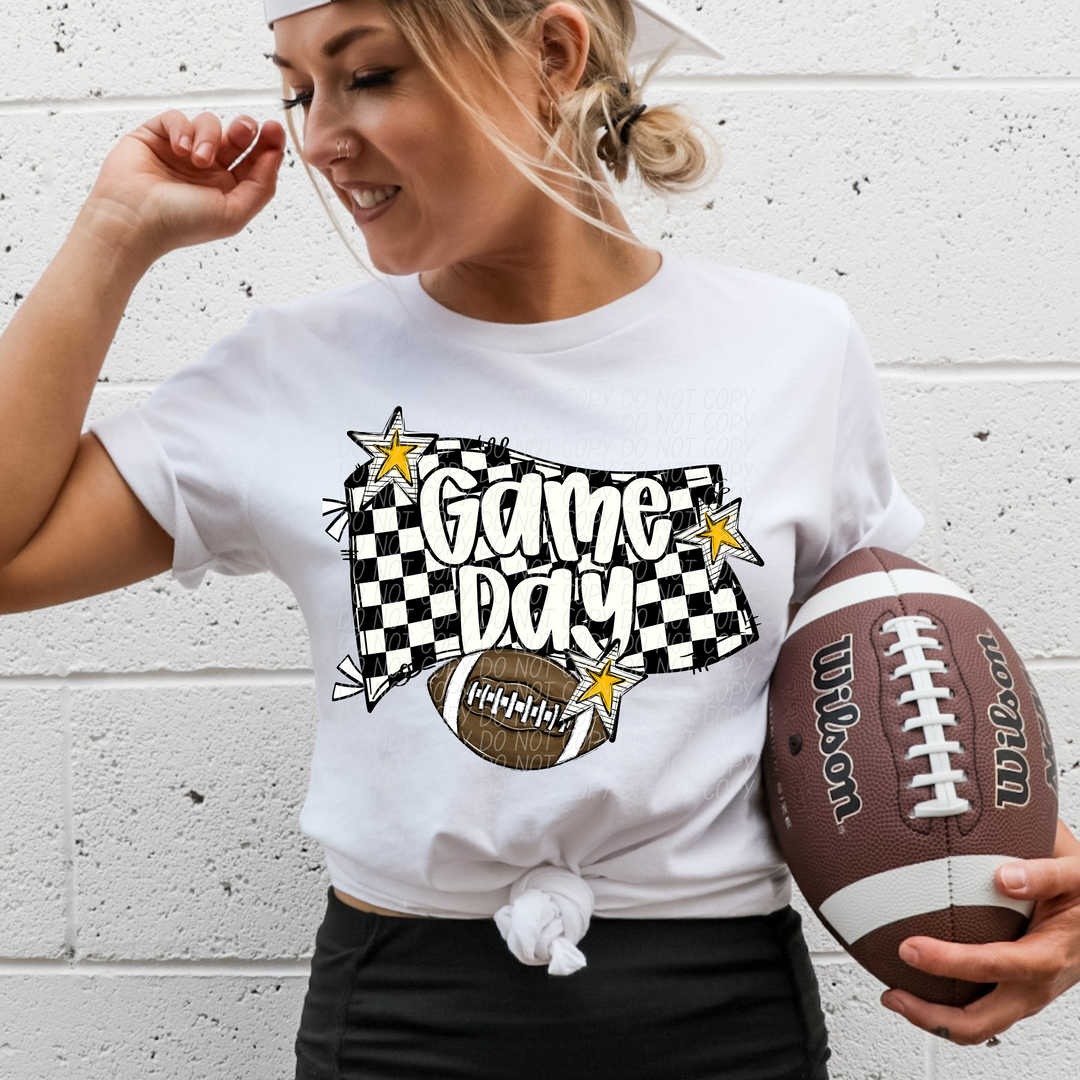 Football Game Day Checker Flag DTF Print