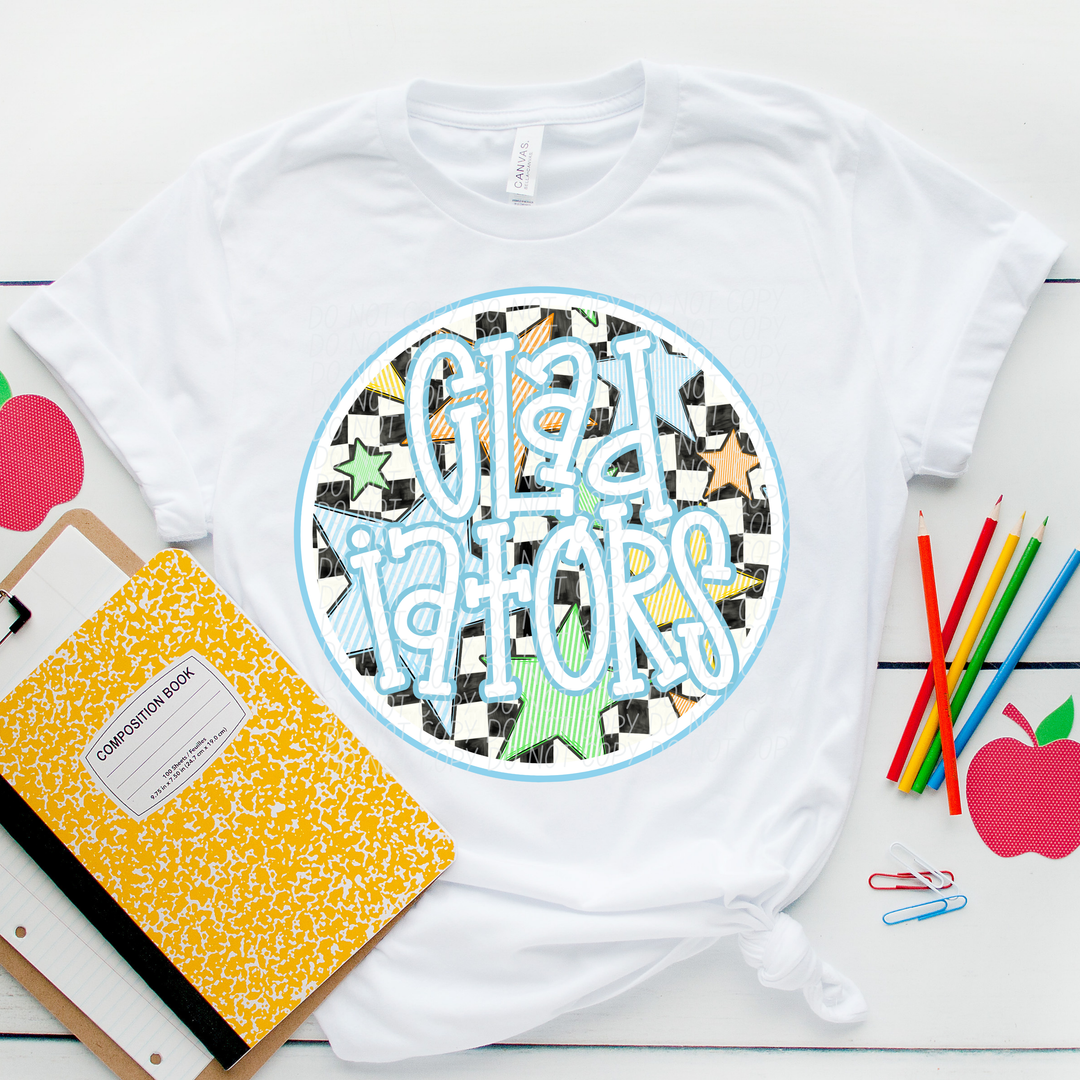 Blue Seersucker Mascots DTF Print