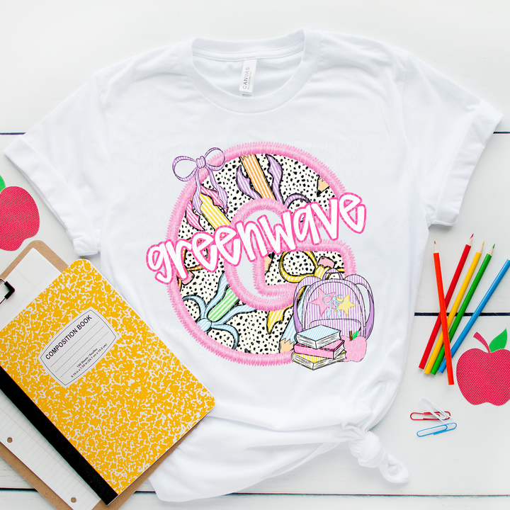 Pink Letter Back to School Mascots DTF Print