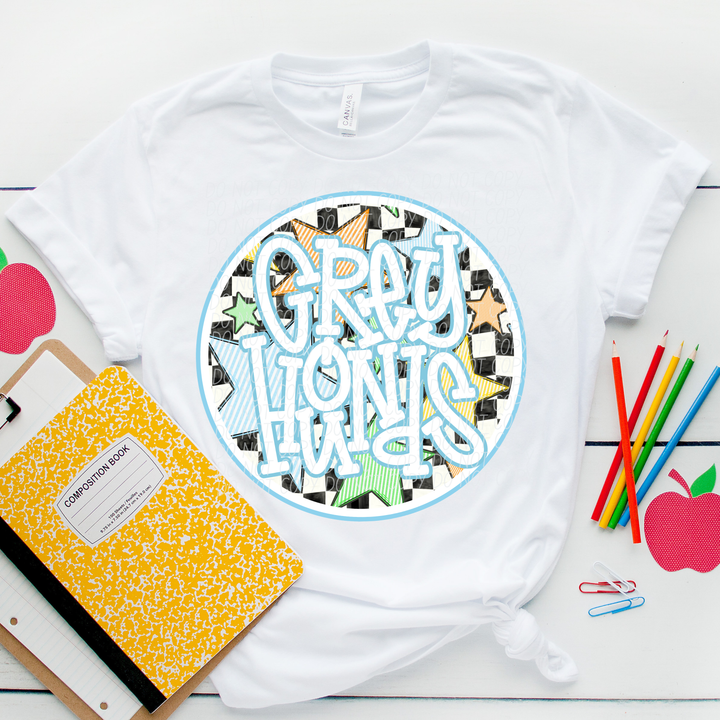 Blue Seersucker Mascots DTF Print