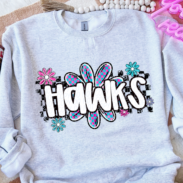 Checker Flower Mascots DTF Print