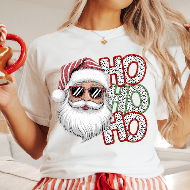 Ho Ho Ho Santa with Glasses DTF Print