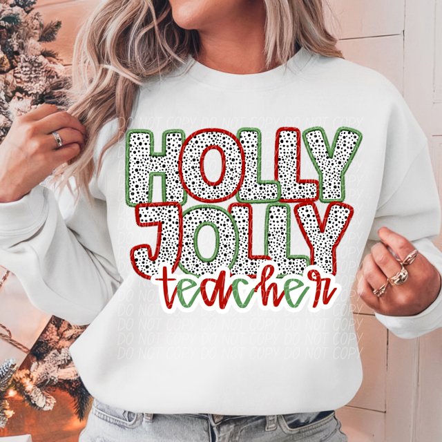 Holly Jolly Teacher DTF Print