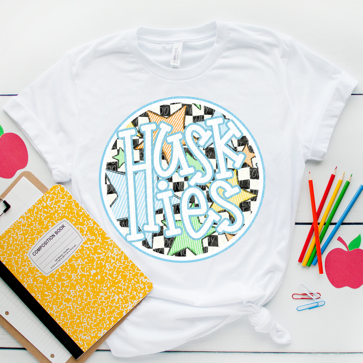 Blue Seersucker Mascots DTF Print