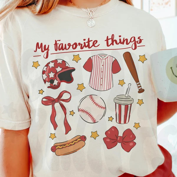 My Favorite Things Baseball DTF Print