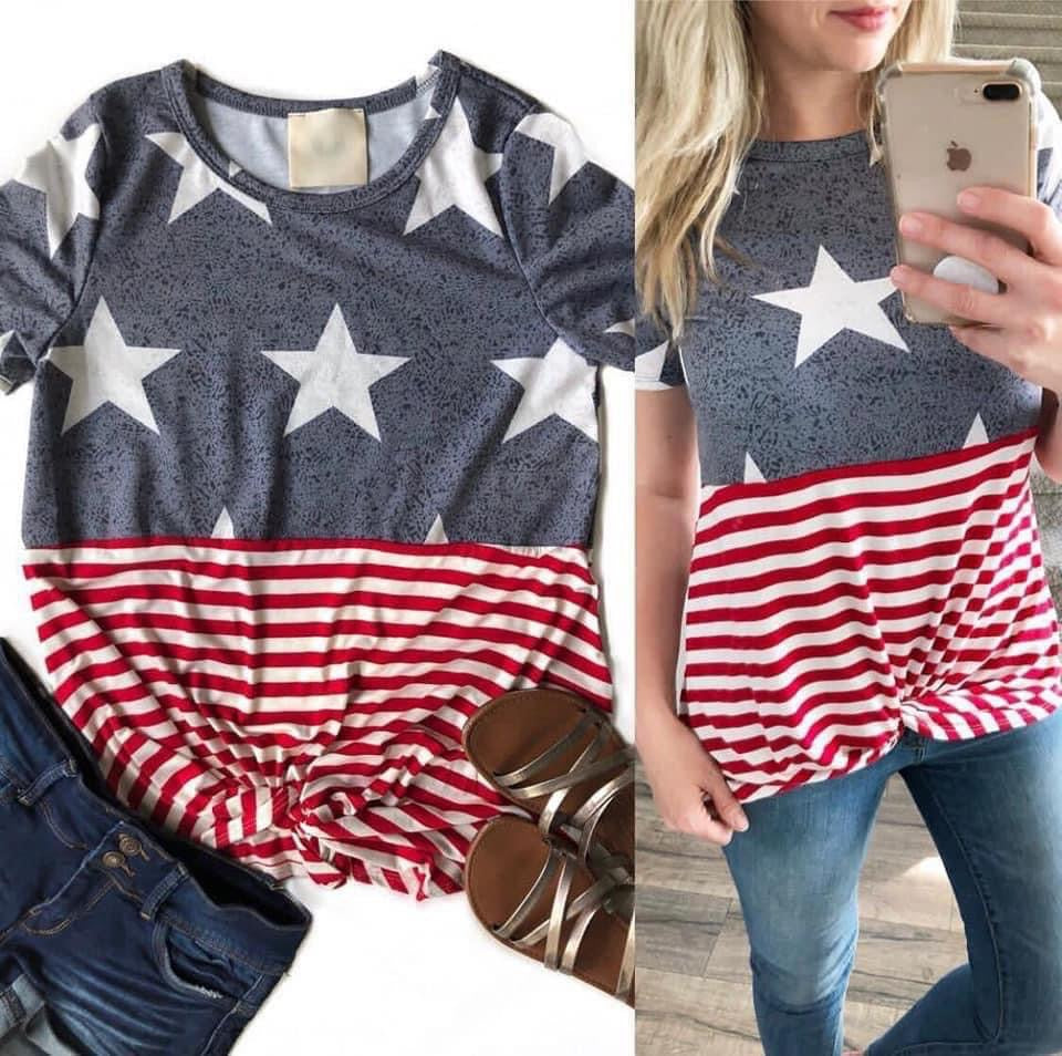 RTS Patriotic Twist Knot Top